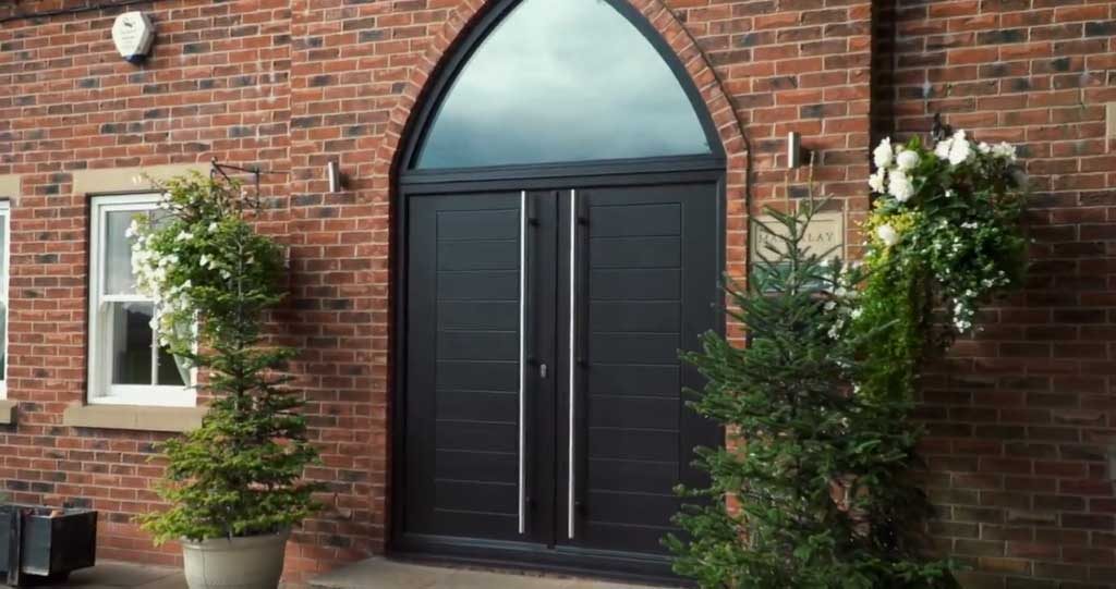 black composite double doors