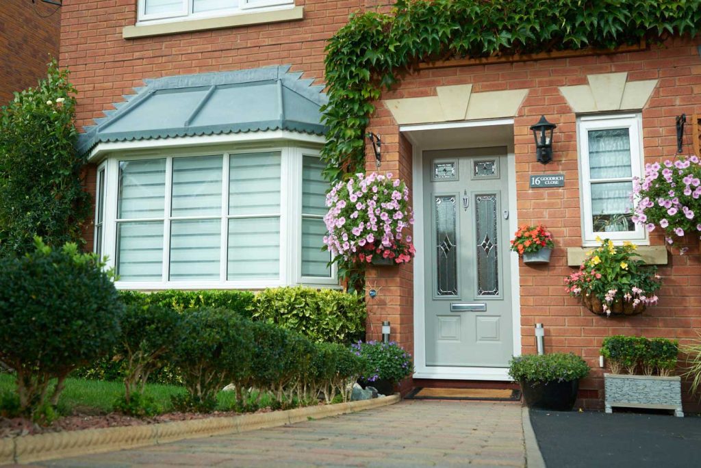 Victorian front door with glass