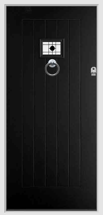 black composite door with handle